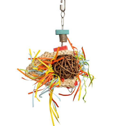 Weidenkugel-Strohteppich – Papageienspielzeug