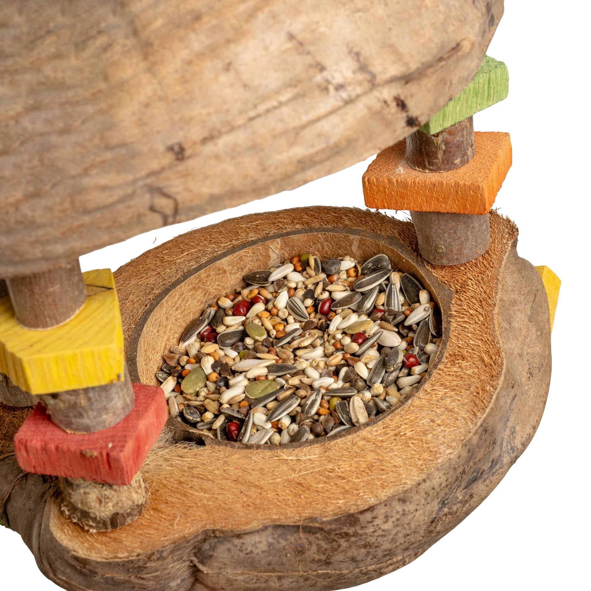 Kokoshäuschen mit Futterschale – Sittich- & Papageienspielzeug