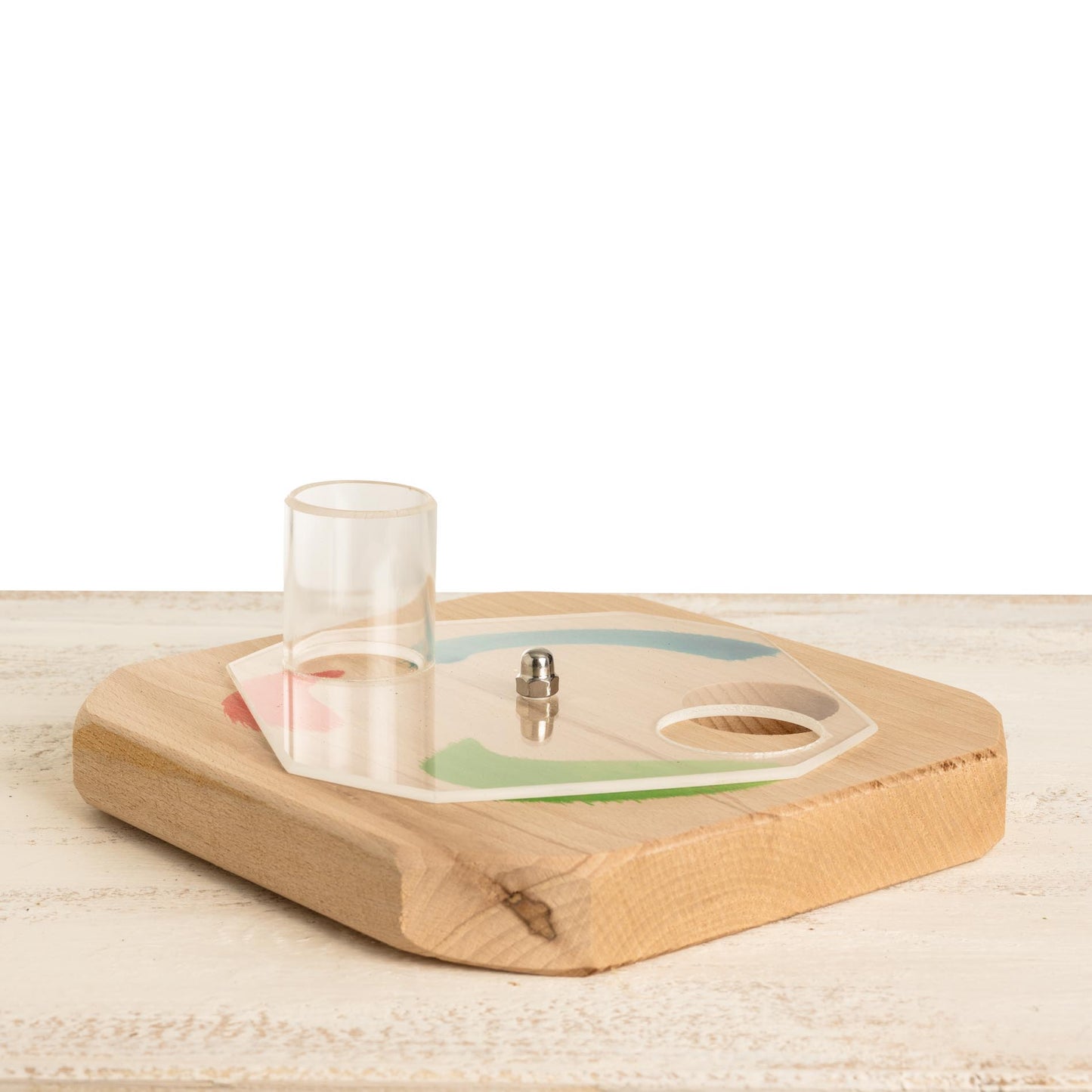 Kreiselspiel mit Acrylglasplatte – Intelligenzspielzeug für Papageien