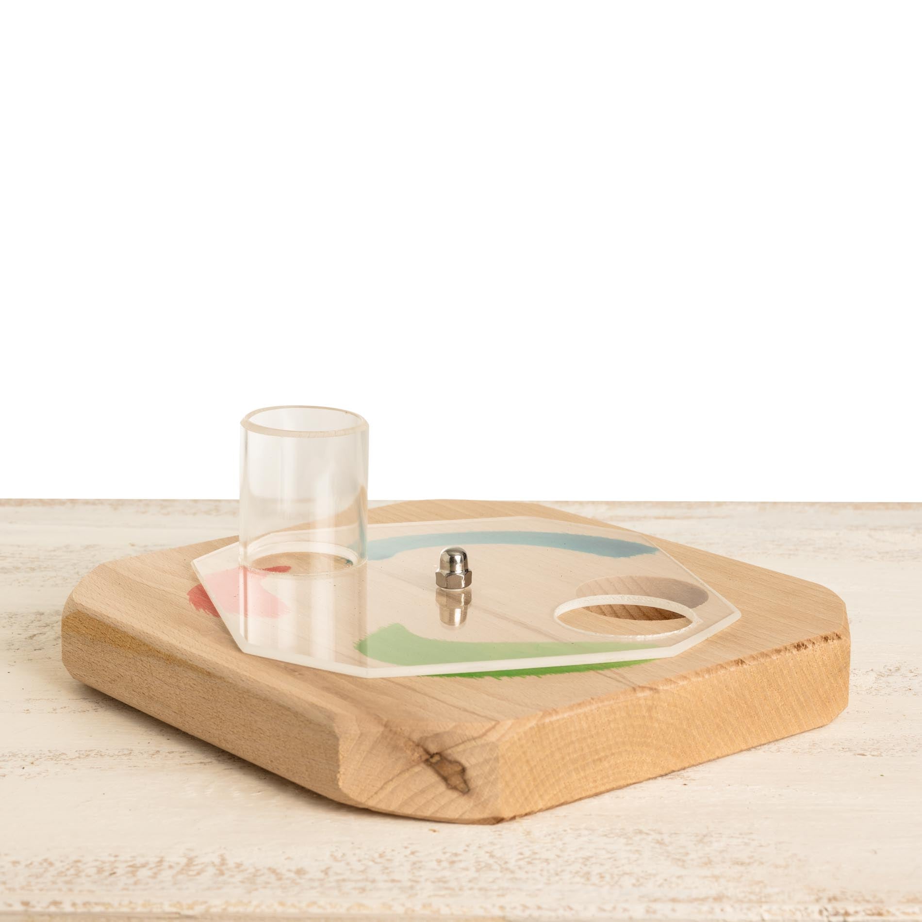 Kreiselspiel mit Acrylglasplatte – Intelligenzspielzeug für Papageien