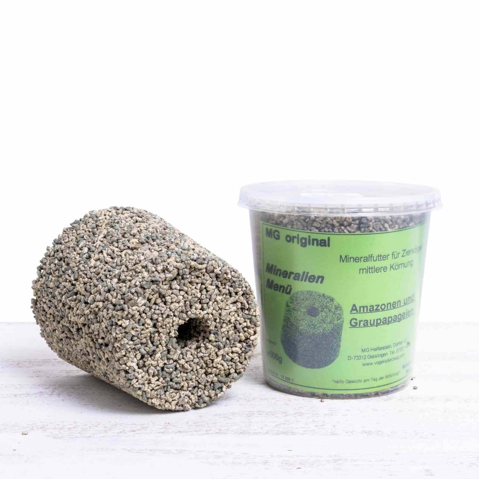 MG Mineralien Menü Stein für Amazonen und Graupapageien – mittlere Körnung