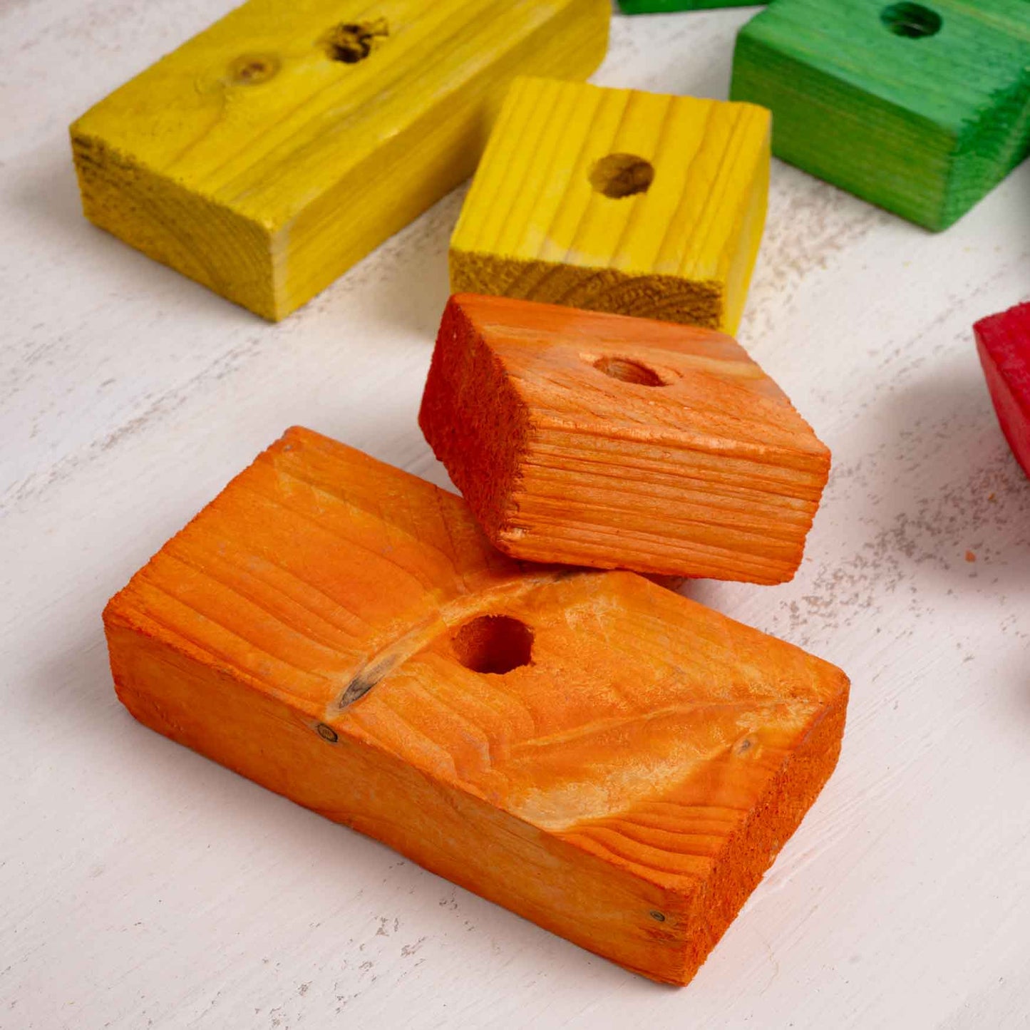 Nachfüllset bunte Holzklötze aus Weichholz