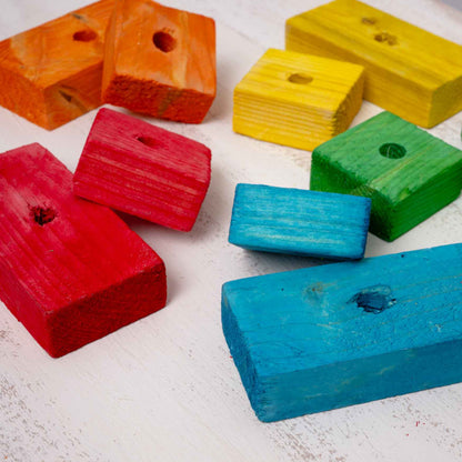 Nachfüllset bunte Holzklötze aus Weichholz