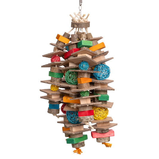 Jumbo-Pappe – Papageienspielzeug mit Schredderholz und Sisalseilen