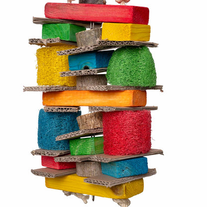 Bunter Weichholzturm – Papageienspielzeug *NEU*
