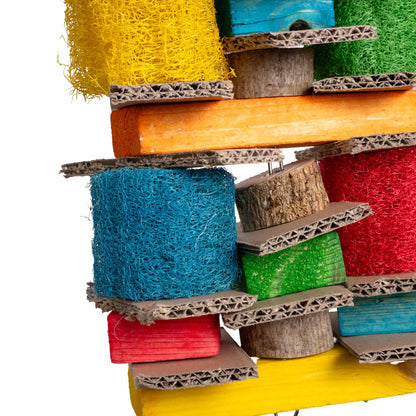 Bunter Weichholzturm – Papageienspielzeug *NEU*