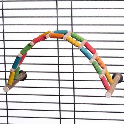 Flexible bunte Welli-Leiter aus Holz, für Wellensittiche und kleine Papageien