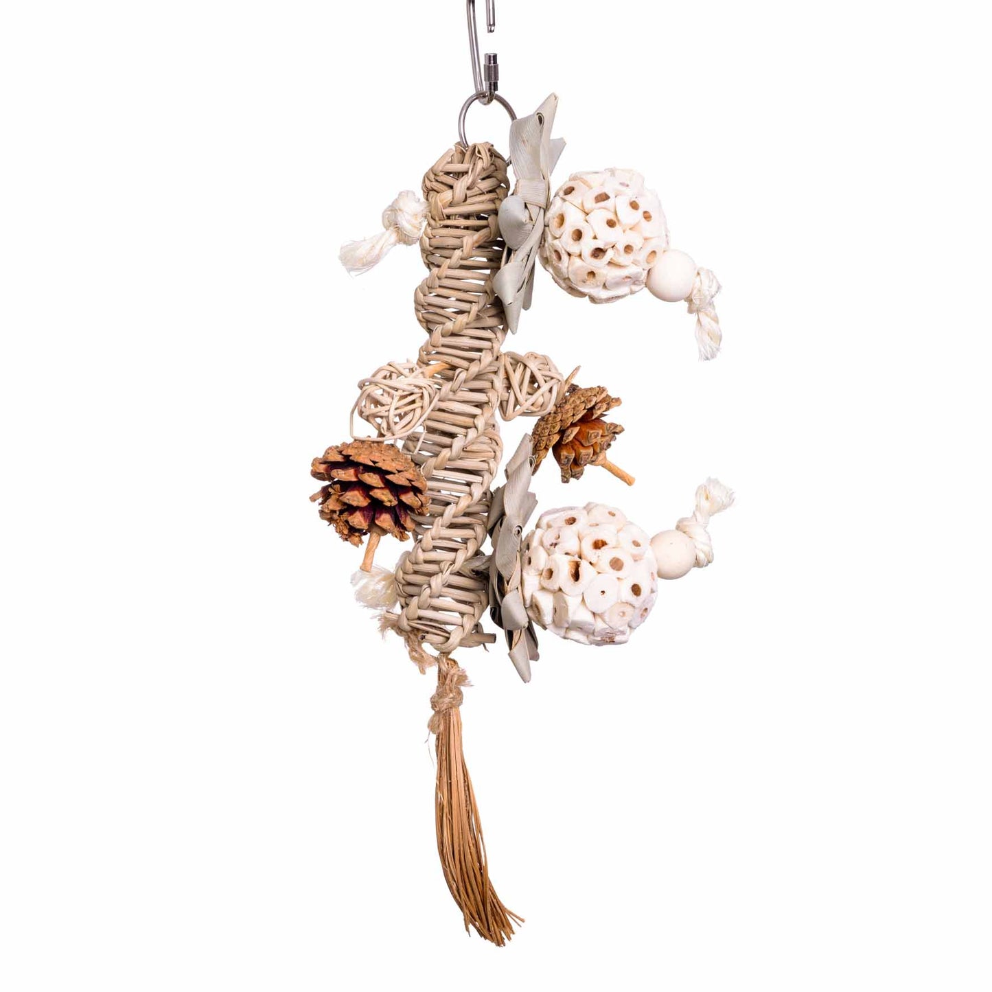 Stunny Sunny – Natürliches Vogelspielzeug mit Tannenzapfen & Sola-Holz